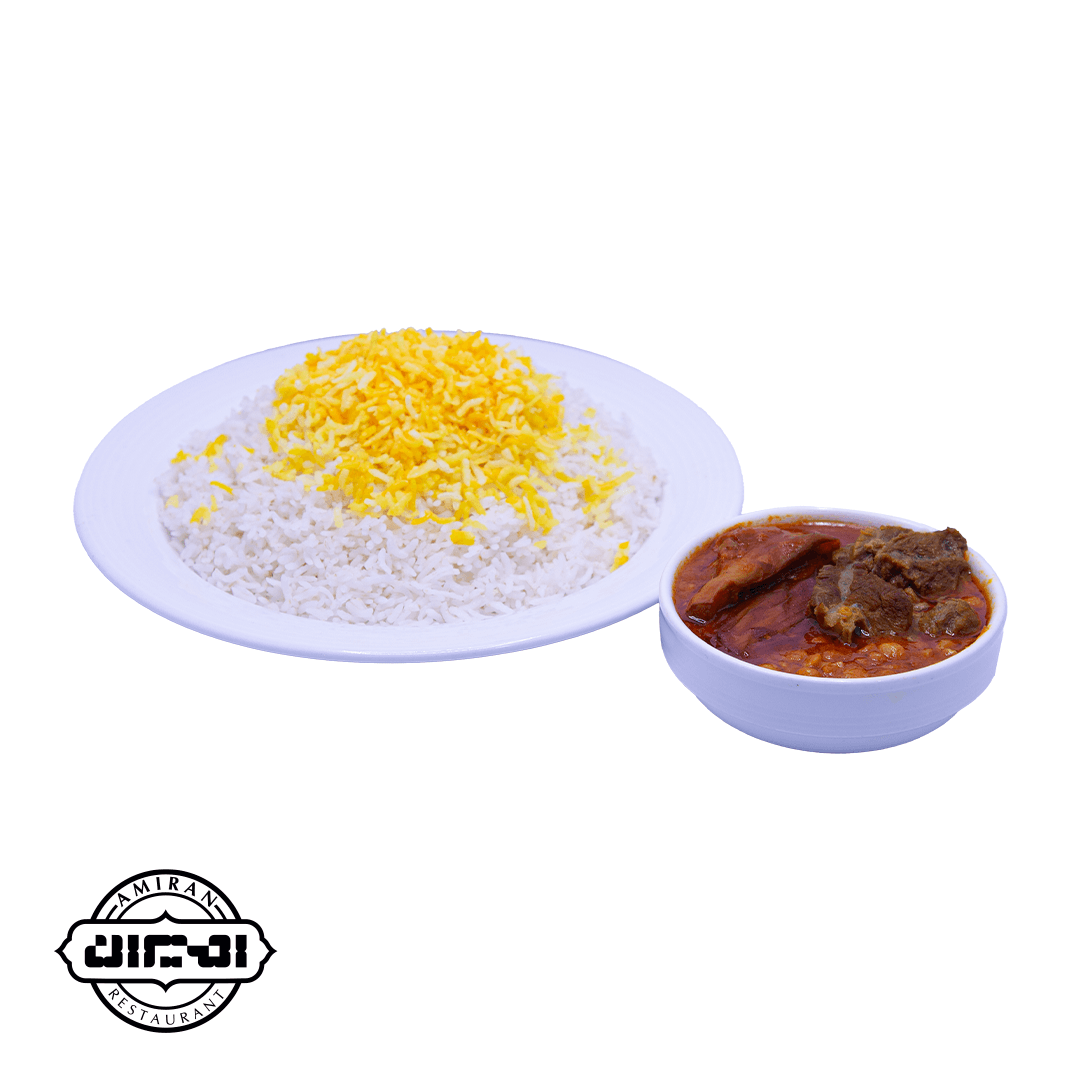 چلو خورشت قیمه بادمجان با گوشت گوساله