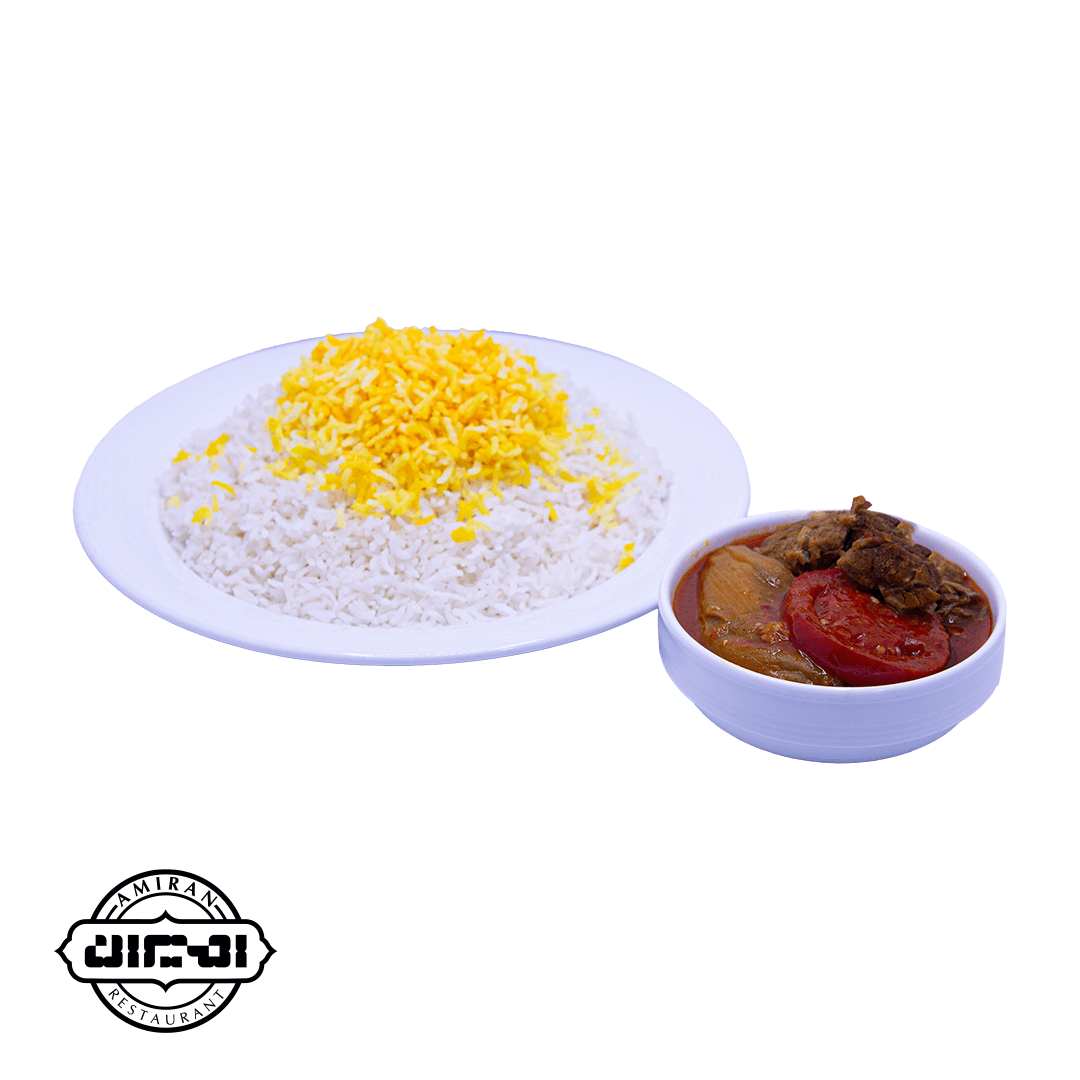 چلو خورشت بادمجان با گوشت گوساله